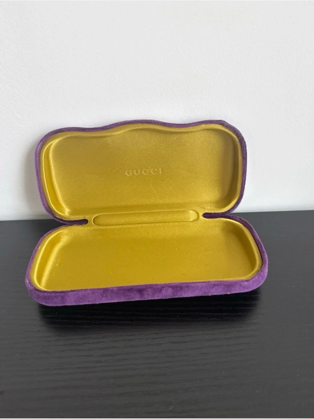 Gucci Green Frame Sunglasses with Black Lenses and Purple Case